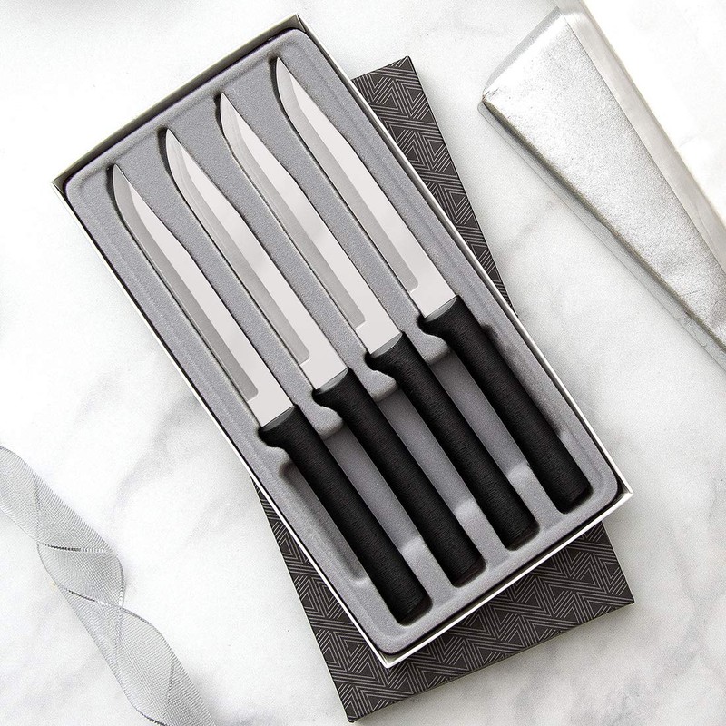 RADA 4-Piece Utility Knife Set Black Handled Steak Knives with