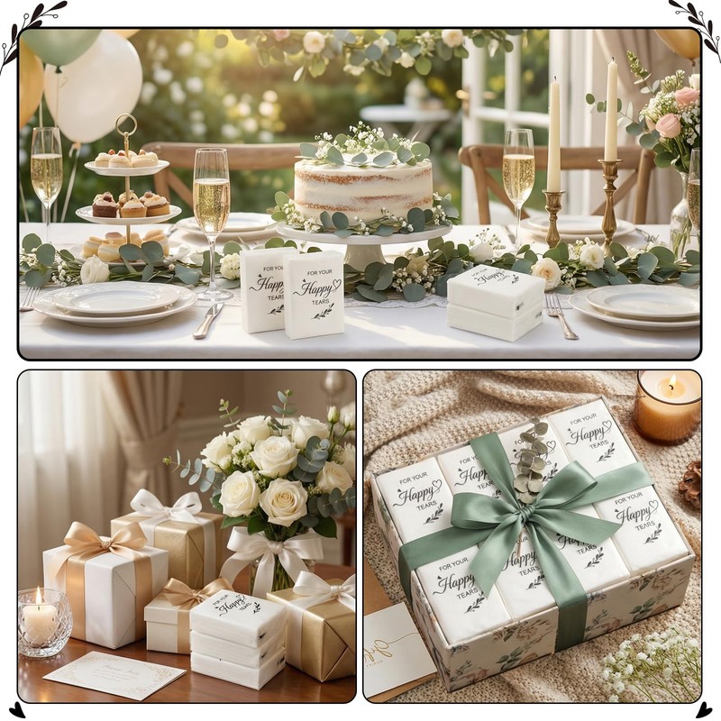 NatNarr 100 Pcs Happy Tears Tissue, 3 Ply Wedding Tissues