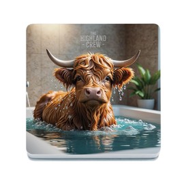 Decorative Coaster (10 x 10 cm) - Highland Crew (Cow in Bath)