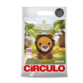 CÍRCULO Amigurumi Crochet Kit - Safari - All Included, Easy Instructions - Crochet Kit for Beginners - Crochet Set - Animal Crochet Kit, Premium Amigurumi Yarn for Crocheting – Lion