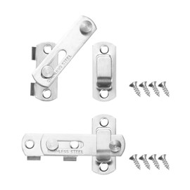 M METERXITY 2-Pack Flip Latch Gate Latches 1.97Inch Stainless Steel Gate Latches with Screws Safety Sliding Door Lock for Door/Window/Toilet/Fence/Drawer [Silver]