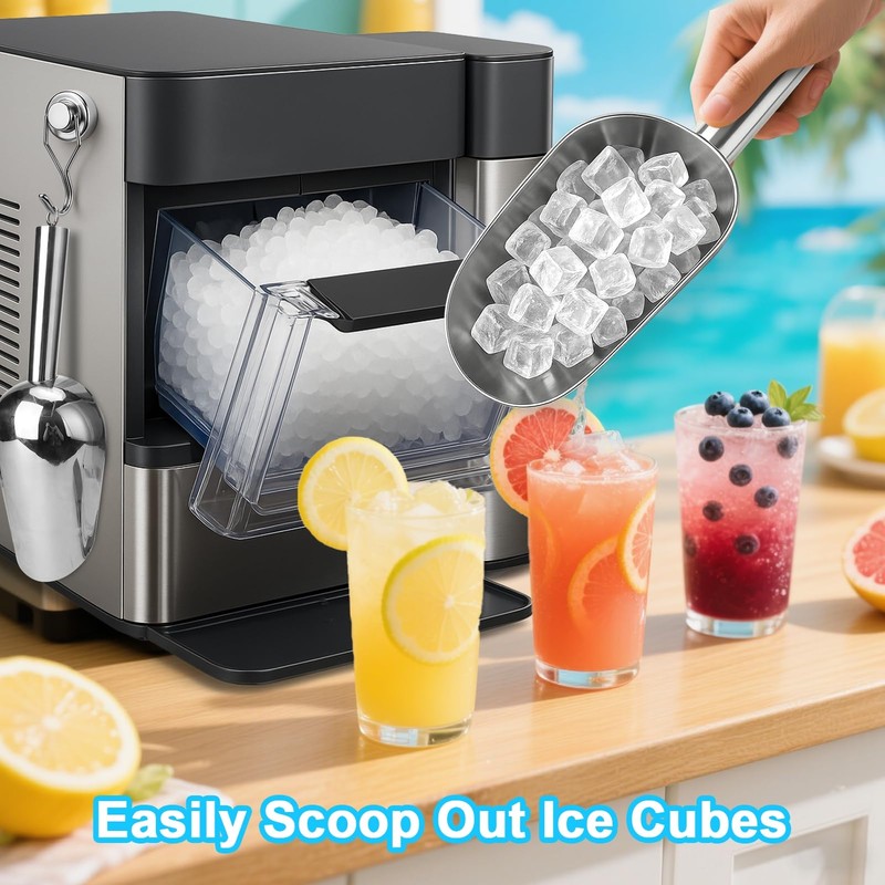 Stainless Steel Ice Scoop for Freezer with Magnetic Hook -