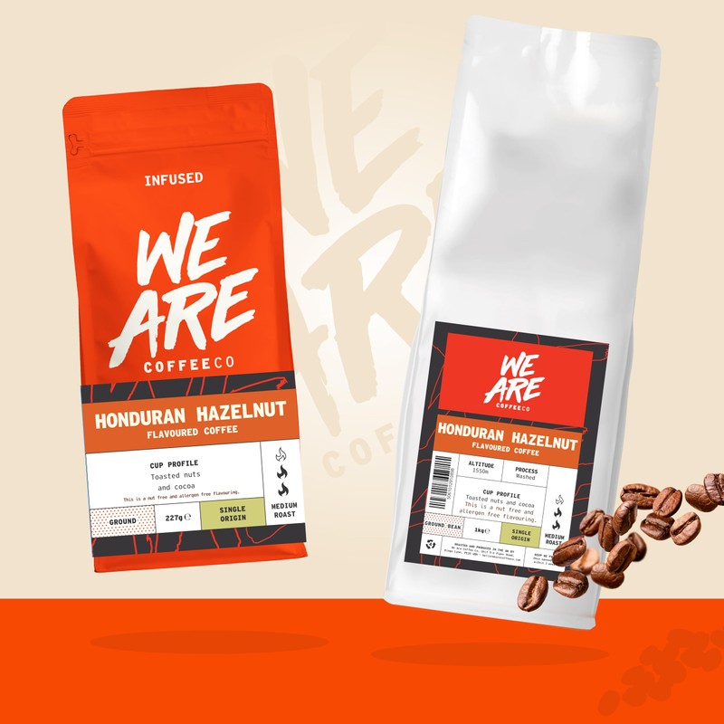 Coffee Ground, 227g Bag Honduras Hazelnut Flavoured Ground Coffee, Arabica,