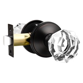 Lepushom 1 Pack Clear Crystal Door Knob, Inspired Decorative Oil Rubbed Bronze Door Knobs for Interior Doors, Unique Fancy Glass Passage Door Knobs for Closets and Hallways