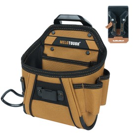 MELOTOUGH Electrican Tool Pouch Belt Clip Nail Work Pouch Tool Belt Pouches Utility Tool Organizer Pouch with Hammer Holder for Electrician,Carpenter,Construction,Technician(Khaki)
