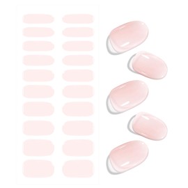 JMEOWIO Gel Nail Stickers Cream Pink Semi Cured Gel Nail Strips Wraps UV/LED Nails Art Design Decoration Accessories