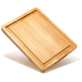 ROSSIE HOME Wood Cutting Board, Heavy-Duty, Pre-Oiled, Reversible Charcuterie Board with Juice Groove and Carrying Handles for Kitchen - Blonde Maple - 14x11 Inch - Style No. 60511