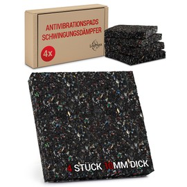 LouMaxx Non-Slip Washing Machine Mat Set of 4 9 cm x 9 cm - Rubber Mat - 1 cm Thick and Non-Slip Antivibration Mat Made in Germany Washing Machine Mat Also for Dryers and Other Devices