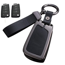 Key Case for Volkswagen, Smart Key Case, Key Cover, Zinc Alloy, Leather, TPU, Volkswagen, Special Design, Key Holder, For VW Golf, Polo, Passat, Jetta, Scirocco, etc, Black