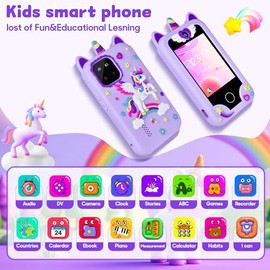 Teléfono Inteligente para Niñas, Regalos de Navidad y Cumpleaños para Niñas de 3-10 Años, Juguetes para Niños, Teléfono Celular, Pantalla Táctil de 2.