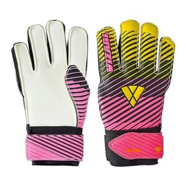 VIZARI Sports Saturn Soccer Goalie Goalkeeper Gloves for Kids Youth & Boys, Football Gloves with Grip Boost Padded Palm and fingersave Flat Cut Construction (6, Pink)