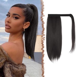 Feshfen 35 cm Ponytail Extensions, Straight, Long Ponytail Extension Hairpiece, Braid, Natural Clip in Ponytail Extension, Synthetic Hair Extension