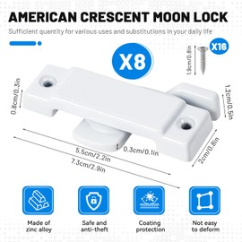 8PCS Window sash Locks, Windows Lock,Window Latch,Window Locks for up and Down Windows, 2-1/4” Mounting Hole Centers,Windows Replacement Sash Lock (White)
