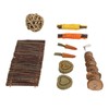 9Pcs Wooden Hamster Toys Arch Bridge Wooden Piece String Apple
