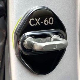MEKOMEKO CX60-MSGB4 Mazda CX-60 Dedicated Striker Cover, Door Lock Cover, Plating, Accessories, Interior Parts, Stainless Steel, 4 Pieces, Easy Installation, Black