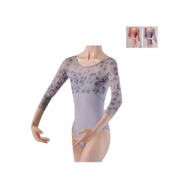 Pro Dance PLL012BA Women's Floral Print Long Sleeve Ballet Leotard, pink red