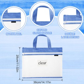 Zhehao 12 Pcs Student Book Pouches with Handle Mesh Zipper Pouch Take Home Mesh Pouch Document Bag Transparent Mesh File Tote Bag Pouch for A4 Files Books, 14 x 11 Inch