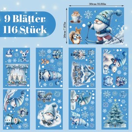 Joyoldelf Christmas Window Stickers - 9 Sheets Christmas Window Cling Christmas Window Decoration, Window Decal White Stereo Static Sticker for Xmas Window Display Decoration