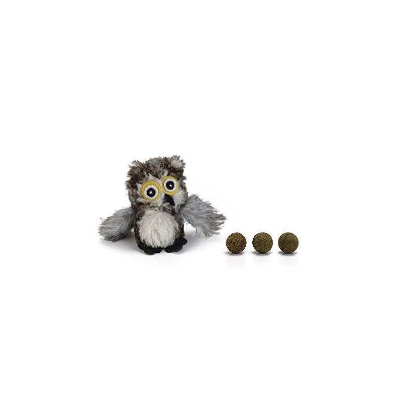 Beeztees Owl Pluche Cat Toy with Balls, 9.5 cm