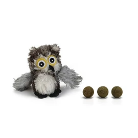 Beeztees Owl Pluche Cat Toy with Balls, 9.5 cm