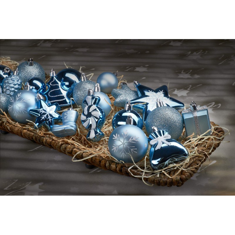 Brubaker 77-piece set Christmas tree decorations with baubles, stars, boots,