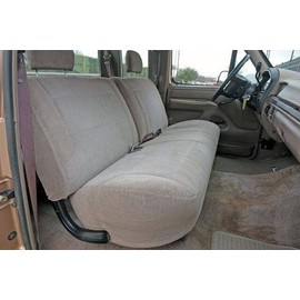 Durafit Seat Covers Made to fit 1992-1997 Ford F150 XCab Front Solid Bottom 50/50 Split Back Bench Seat. Made in Blue Leatherette