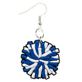 Cheerleader Earrings Silver Plated Fishhooks Hypoallergenic Yazzle Dazzle Sports Blue Pom Pom