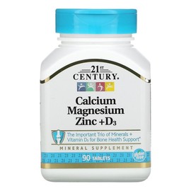 21st Century Calcium Magnesium Zinc + D3, 90 Tablets