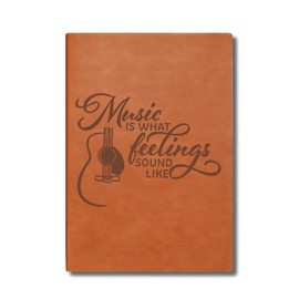 LBWCER Music is What Feelings Sound Like Leather Journal Notebook Music Teacher Gift Musical Note Charm Leather Journal Notebook Gift (Music)