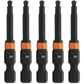 Ball-End Hex 3mm Impact Driver Bit - Railer Allen Wrench Drill Hex Bits. 1/4 Quick Release S2 Steel 2 inch 3mm Ball-End Hex Bits. (5 Pack)