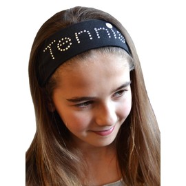 Funny Girl Designs TENNIS Rhinestone Stretch Headband (KELLY GREEN)