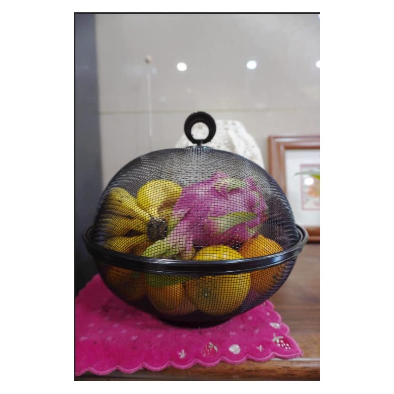 Metal Fruit Basket Decoration Worktop Fruit Bowl Design Grey Mesh