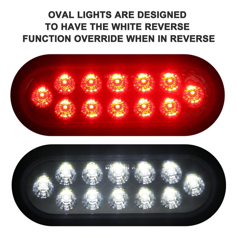 Partswcgg 4Pcs 6" Oval Red Stop Turn Tail Lights to