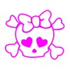 Skull and Cross Bones with Heart Eyes decal sticker -