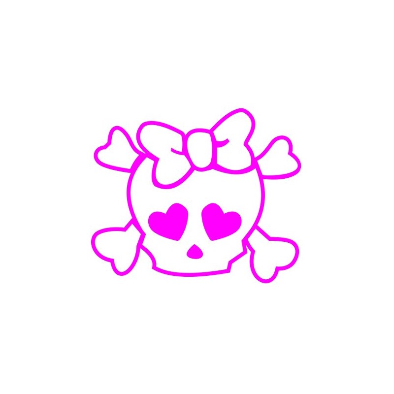 Skull and Cross Bones with Heart Eyes decal sticker -