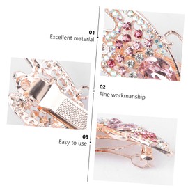 FOMIYES 2pcs Automatic Hair Clip Crystal Barrettes for Women Girls Hair Clips French Barrette Accessory