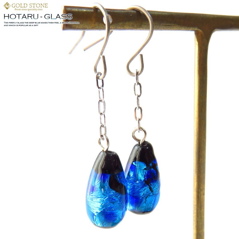 Dangling Firefly Glass Earrings, Teardrops, For Both Ears, Dragonfly Ball