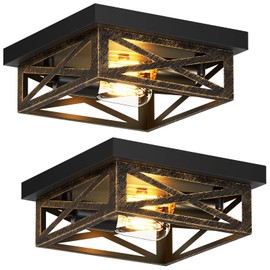 ZHU YAN 2 Pack Farmhouse Flush Mount Ceiling Light,Rustic Flush Mount Ceiling Light Fixture,Light Fixtures Ceiling Mount for Kitchen,Hallway,Entrywaye26 Base