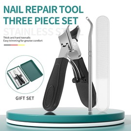 Nail Clippers-Eagle Beak Nail Clippers-Three Sets of Toenail Clippers for Thick-Nails Nail Clipper Set for Men & Women, Wide Jaw Opening Anti-Splash Slanted Nail Cutter for Thick Nails (Black)