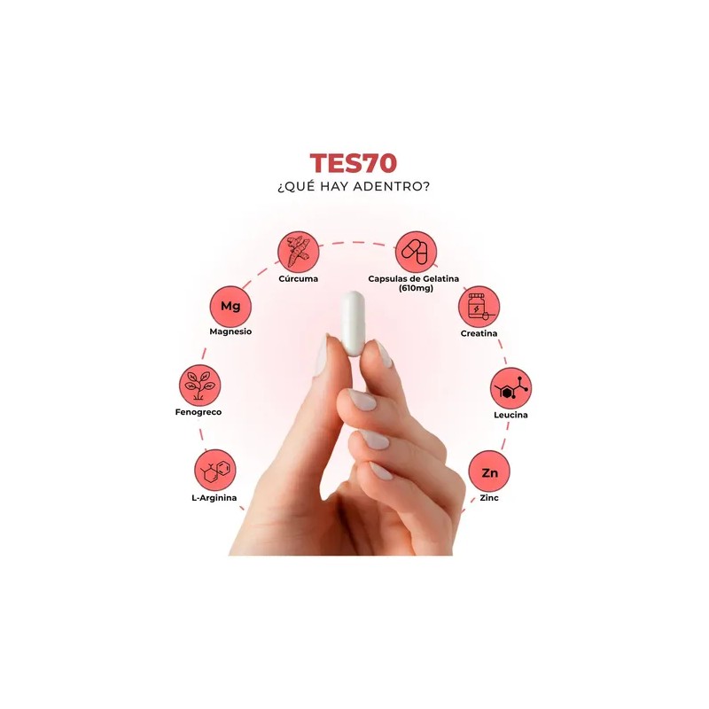 Vitaminas Para Testosterona Tes70 Para Hombres 90 Capsulas Sin Sabor
