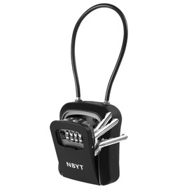 NBYT Portable Combination Lock keybox,For House Keys Key Hiders to Hide a Key Outside,Waterproof Key Safe Storage Lock Box (With cable)