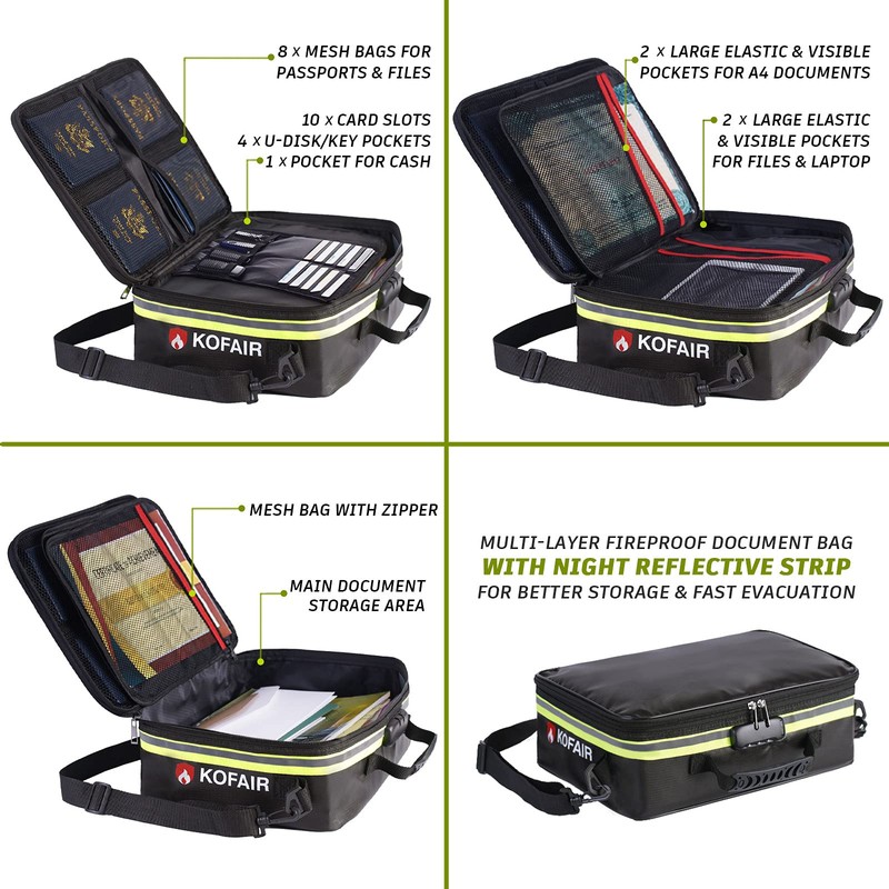 KOFAIR Fireproof Document Bag (16 x 11 x 5 inch)