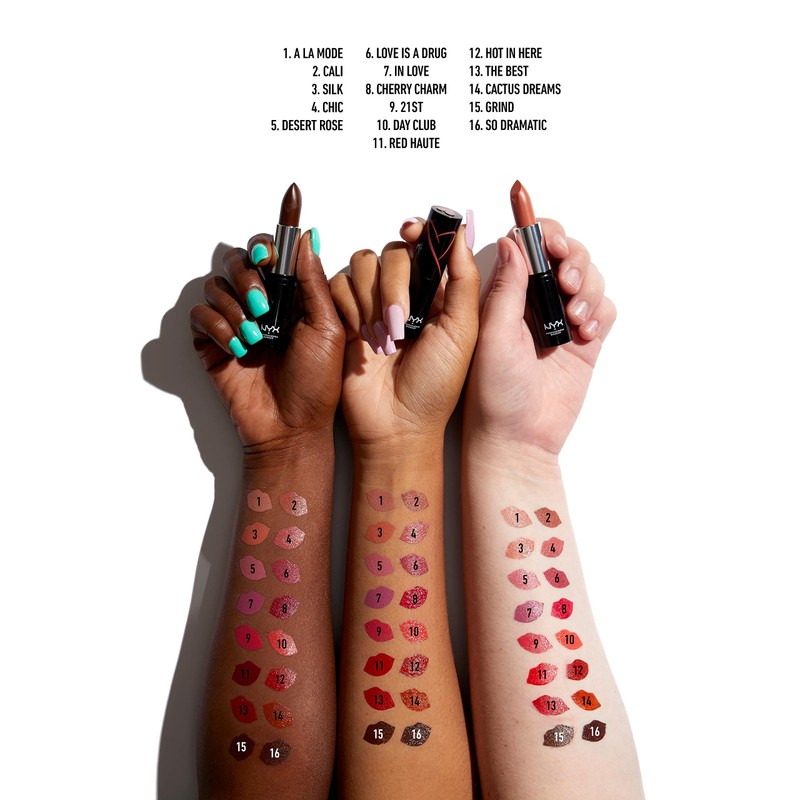 NYX Professional Makeup Lippenstift mit Satin-Finish und ultra-gesättigter Farbe, Shout