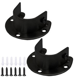 Biaungdo 1 Inch Stainless Steel Closet Rod End Supports, 2 Pcs Black Heavy Duty Wardrobe Rod Brackets Closet Pole Sockets Flange Rod Holder, U-Shaped