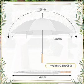 Cosblank 12 Pcs Wedding Umbrellas Bulk, 41 Inch Wedding Stick Umbrellas with Wooden Handle(White)