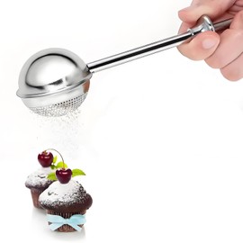 uadbau Powdered Sugar Shaker Duster Flour Sifter, Stainless Steel Fine Mesh Sifter and Operated Handle Flour Duster for Baking Sugar Tea Spices Strainers
