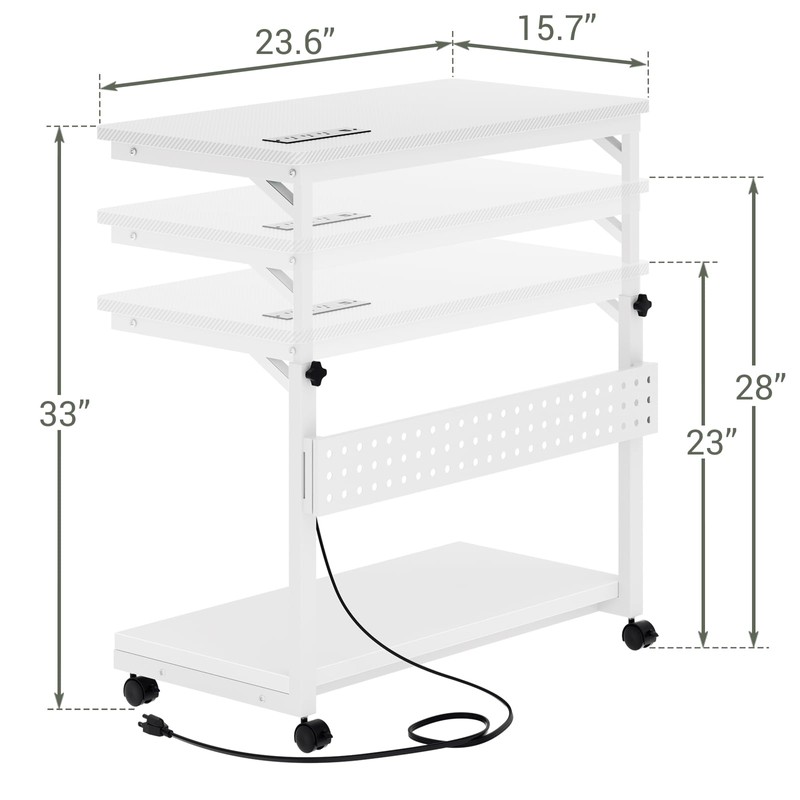 Computer Tower Stand with Power Strips, Height Adjustable PC Tower