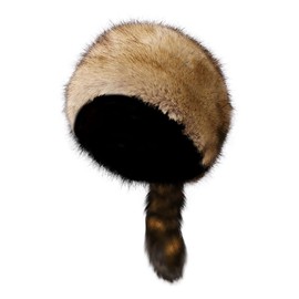 TINAYAUE Women's Faux Fur Russian Cossack Hat with Furry Tail Plush Hunting Winter Hats for Women Cold Weather Warm Trapper Hat Elegant Lady Flat Top Cap Travel Ski Snow Hat Light Brown