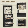 YATINEY Tall Shoe Cabinet with Flip Drawers and Coat Rack,