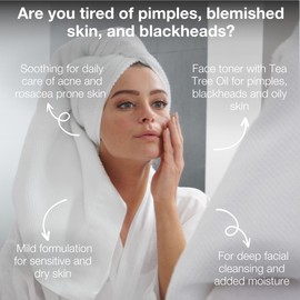 Tea Tree Oil Anti-Pimple Facial Toner (500 ml) | For Men & Women | Blemished Skin & Pimples | Alcohol Free Face Toner with Natural Tea Tree Oil | Also for Care for Acne-Prone Skin